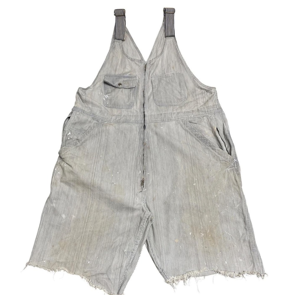 Vintage Hickory Stripe Cutoff Short Overalls